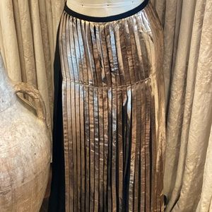 Stella McCarthy Gold & Black Maxi Pleated Lux Skirt- GLAM
